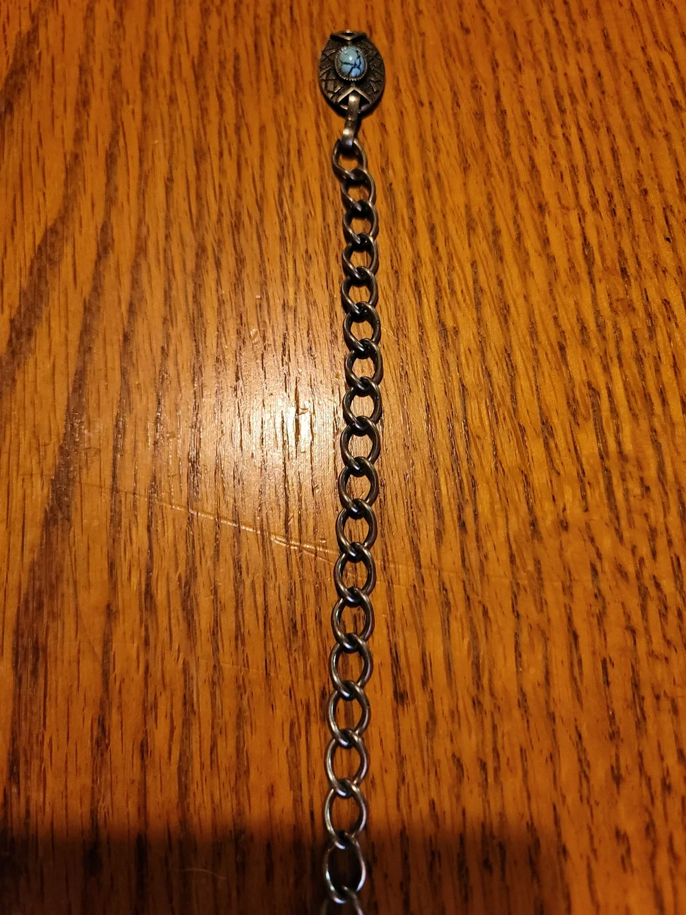 Silver-tone Faux Turquoise Chain Belt